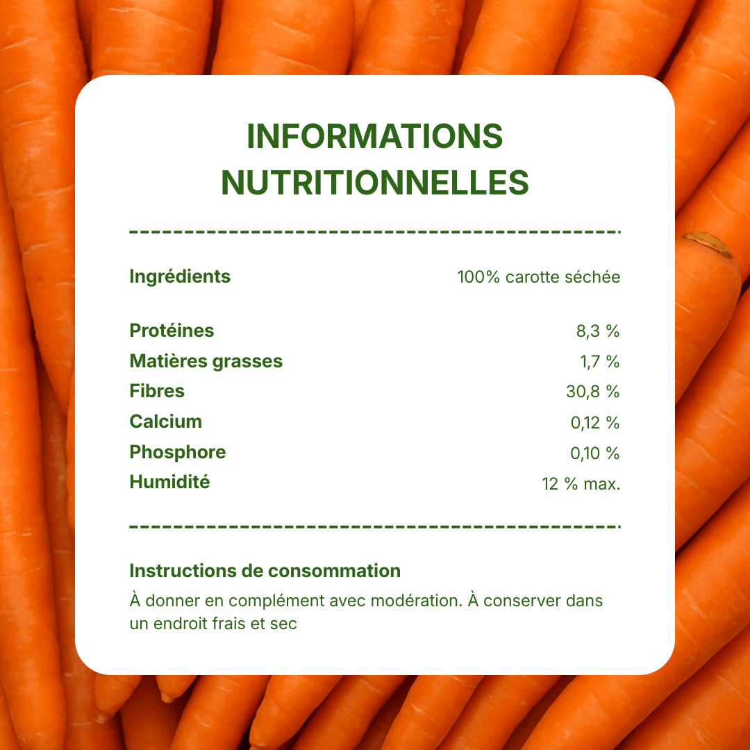 Informations nutritionnelles chips de carottes séchées