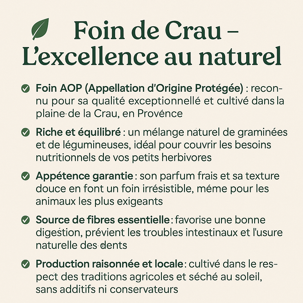 Foin de Crau AOP – Qualité Supérieure, Saveur Naturelle