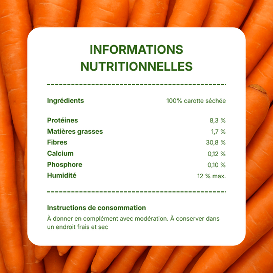 Informations nutritionnelles chips de carottes séchées