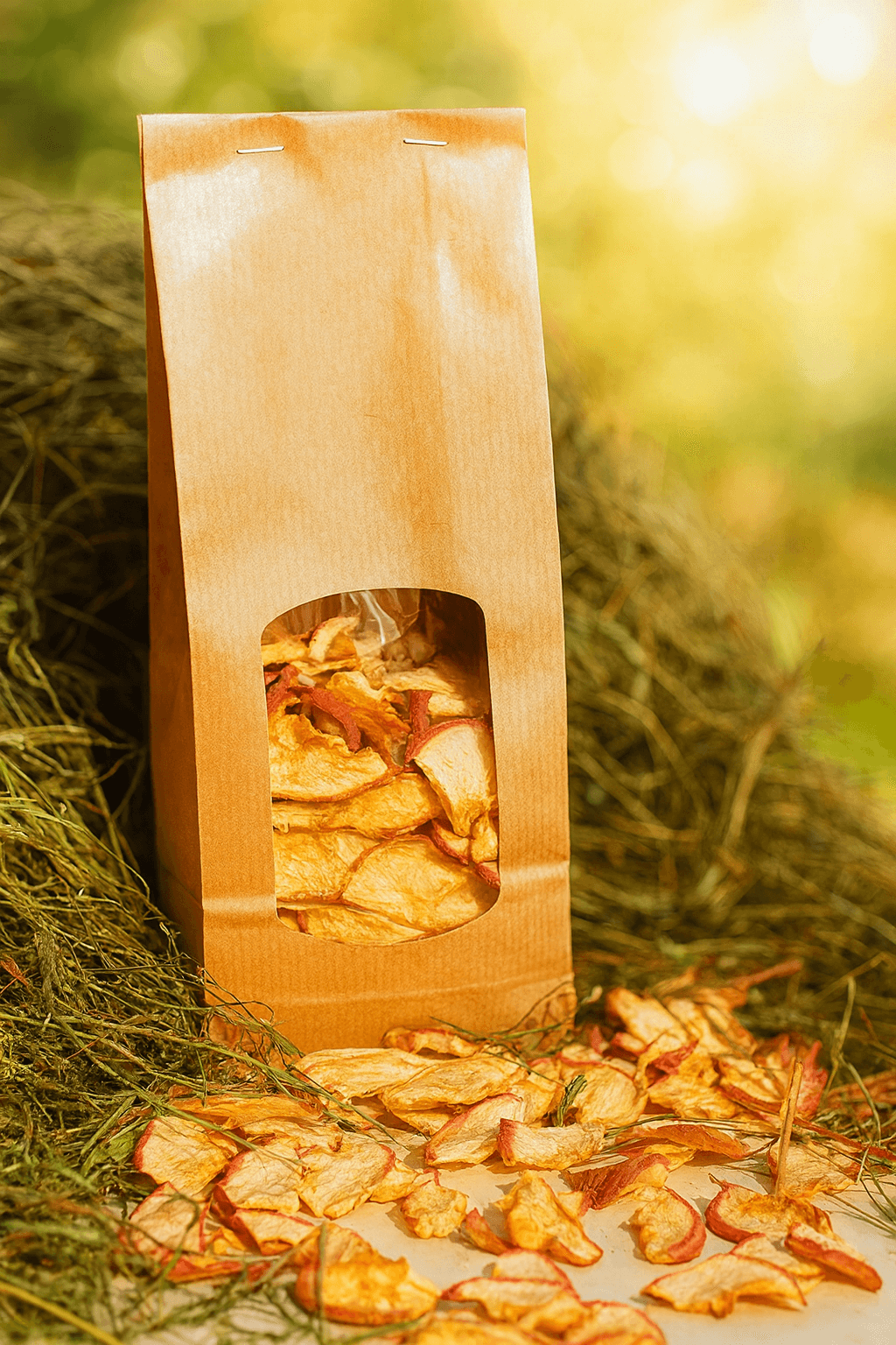 Chips de pommes séchées dans leur emballage